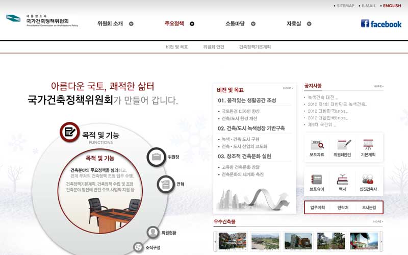 국가건축정책위원회 사이트 화면