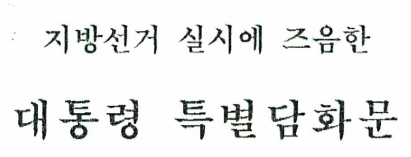 지방선거실시에 즈음한 대통령 특별 담화문