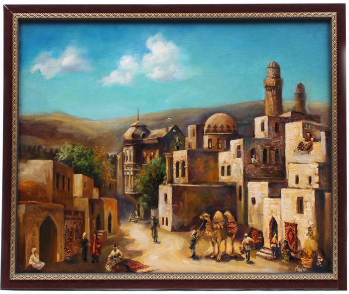 올드 시티 유화 Oil painting of an old city