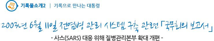2003년 6월 11일 전염병 관리 시스템 구축 관련 「국무회의 보고서」